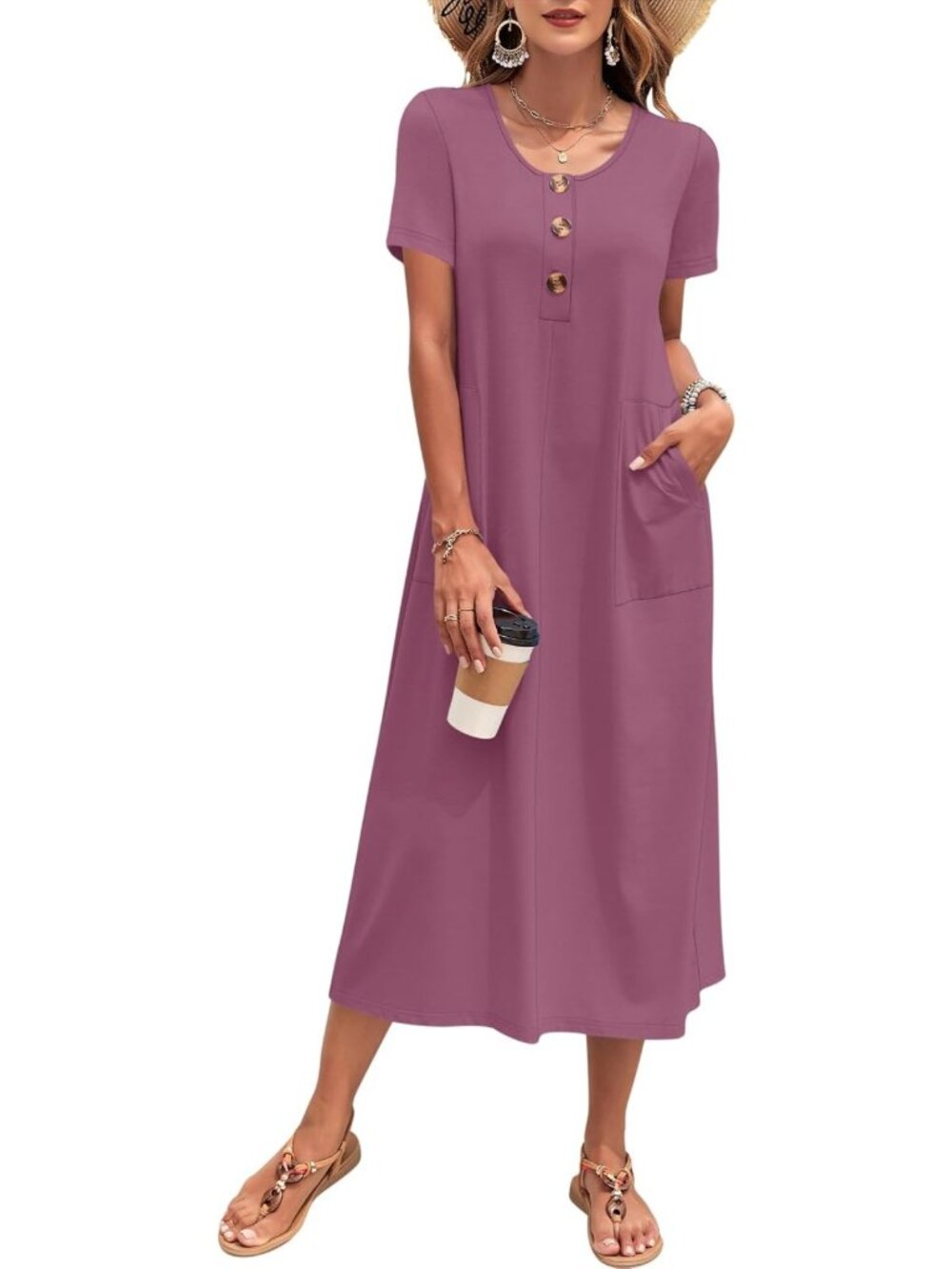 Summer Midi Dress for Women | Casual Loose Short Sleeve Sundress, Perfect for